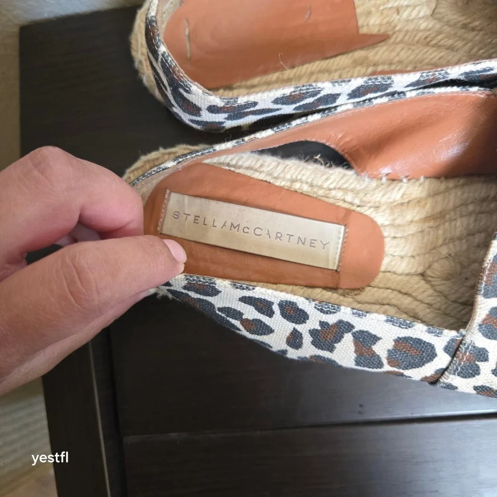 Stella McCartney Beige Brown Leopard Print Espadrilles IT 36 US 6